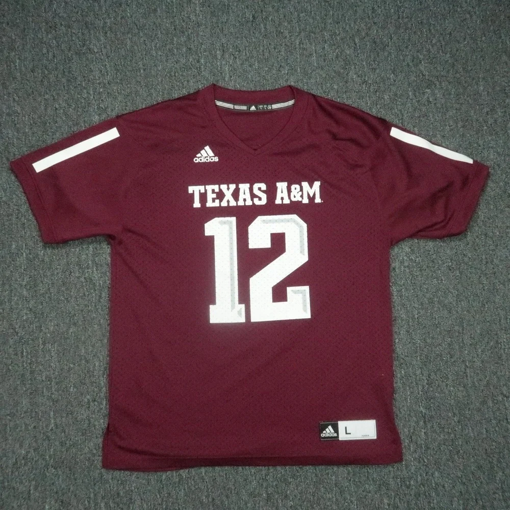 Texas‎ A&M Aggies Jersey Mens Large Adidas Maroon 12th Man Football #12